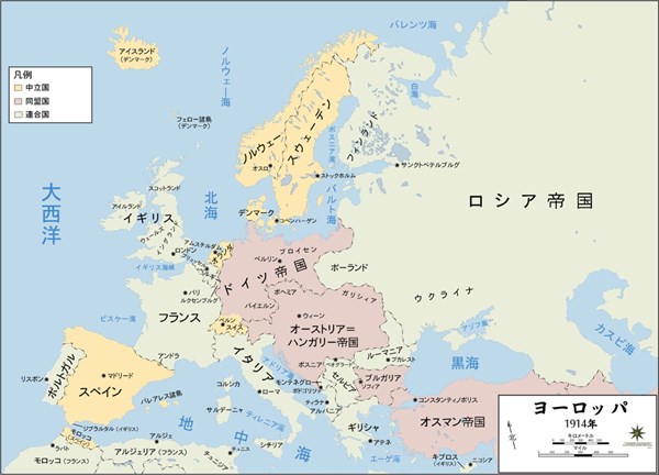 第一次世界大戦開戦前のヨーロッパの国境